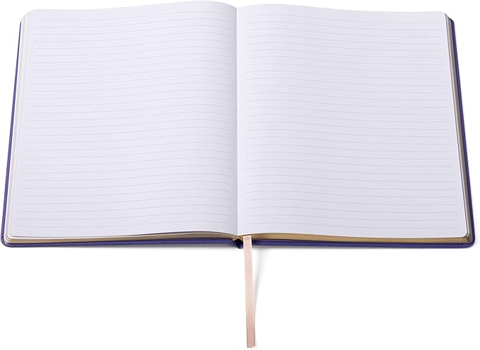 Eccolo Large Lined Journal Notebook, Hardbound Cover, Writing Journal, 256 Ruled Pages, Gilded Edge, Ribbon Bookmark, Lay Flat, Desk Size for Work or School, Creative List (Purple, 8x10 inches)