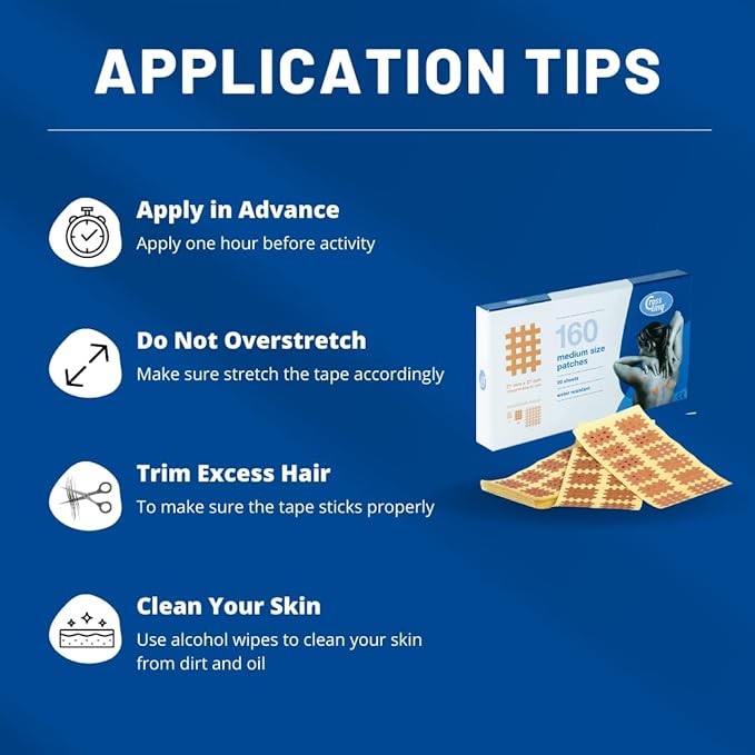 CrossLinq Acupressure Patches | Acupuncture Patch for Scars & Muscle Pain | Crosshatch Pain Patches | Non-Elastic Crosspatches | Large | (Pack of 40)