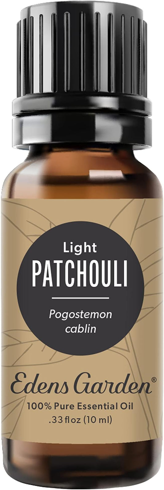 Edens Garden Patchouli- Light Essential Oil- 100% Pure Premium Grade, Undiluted, Natural, Therapeutic, Aromatherapy, The Best for Diffuser, Skin, Face, Hair 10 ml (.33 fl oz)
