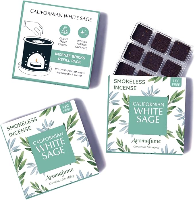 California White Sage Incense Bricks by Aromafume | 3x9 Bricks | Sage Incense for Cleansing Negative Energy & Protection | Sage for Smokeless Smudging & Spiritual Cleansing | Refill Pack