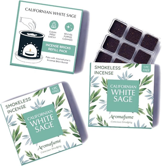 California White Sage Incense Bricks by Aromafume | 3x9 Bricks | Sage Incense for Cleansing Negative Energy & Protection | Sage for Smokeless Smudging & Spiritual Cleansing | Refill Pack