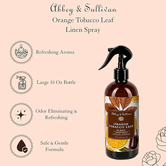 Abbey & Sullivan Linen Spray, Orange Tobacco Leaf, 16 oz.
