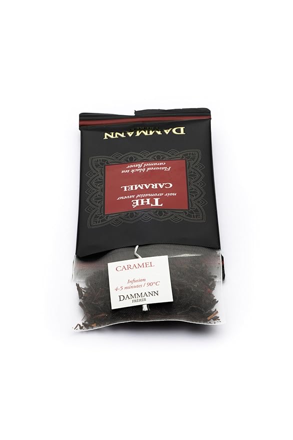 Dammann Freres Sachets, Caramel Toffee Flavored Tea Bags, Premium Gourmet French Tea, Individually Wrapped, 24 Count (Single Pack)