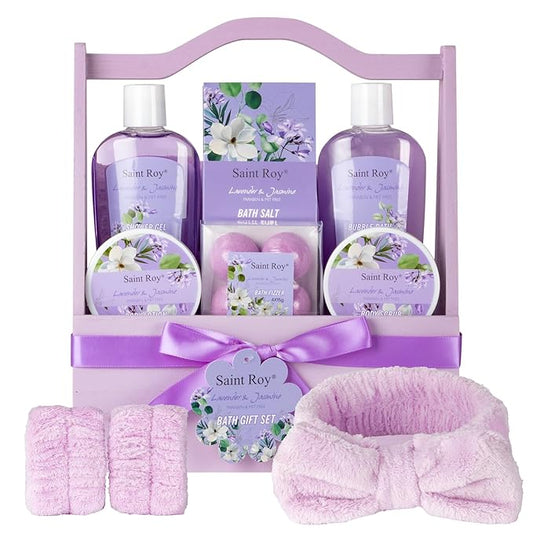 13Pcs Bath and Body Gift Basket Set, Christmas Gifts for Women, Lavender Jasmine Spa Gift Basket for Mother Gift, Bath Gift Set for Mom, Spa Gift Basket, Spa gift baskets, Birthday Gifts for Girls