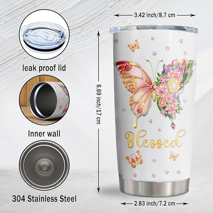 Christian Gifts for Women Tumbler 20oz, Religious/Inspirational/Catholic/Spiritual/Birthday/Baptism Confirmation Gifts for Girl, Bible Verse/Scripture Present
