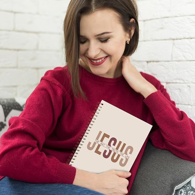 Jesus Christian Spiral Notebooks, the Way Truth Life Bible Verse Journal, Jesus Journals for Writing, Christian Gifts for Women Men, Religious Notebook for Note Taking, 5.5x8.3 Inch