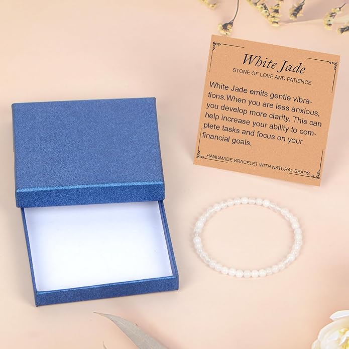 LPBeads Handmade Natural Gemstone Stretch Elastic Bracelet Healing Crystal Round Stone Beads Jewelry Gifts for Women Men