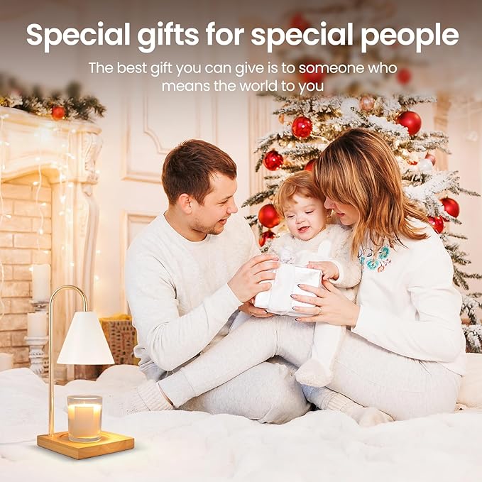 Dimmable Candle Warmer with Timer - White Nightstand Lamp for Bedroom (2 Wax Warmer Bulbs)