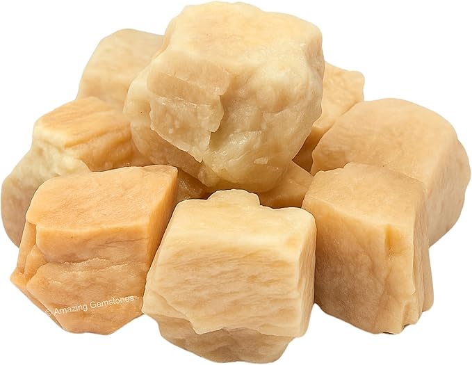 Amazing Gemstone Cream Moonstone Raw Crystals and Healing Stones, Natural Rocks for Tumbling - DIY Raw Stones and Crystals, 2 Pieces