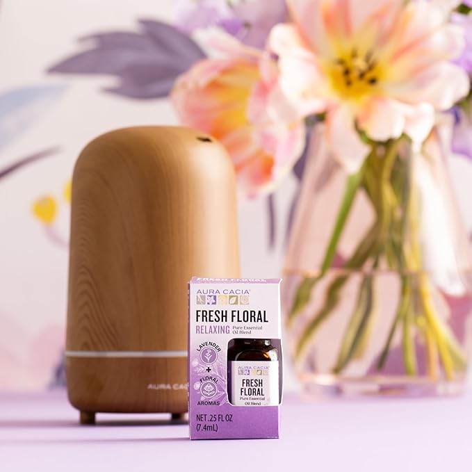 Aura Cacia Fresh Floral Essential Oil Blend, Boxed 0.25 fl. oz. - Light Aroma, No Synthetic Fragrances