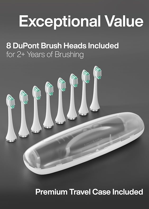 Aquasonic Vibe Series Ultra-Whitening Toothbrush – ADA Accepted Electric Toothbrush - 8 Brush Heads & Travel Case – 40,000 VPM Motor & Wireless Charging - 4 Modes w Smart Timer – Charcoal Metallic