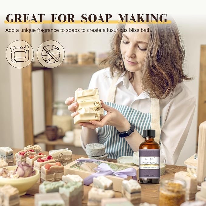 EUQEE Sweet Tobacco Fragrance Oil 2.02 Fl oz Fragrance Essential Oil with Glass Dropper for Diffuser, Aromatherapy, Soap Making (60ml)