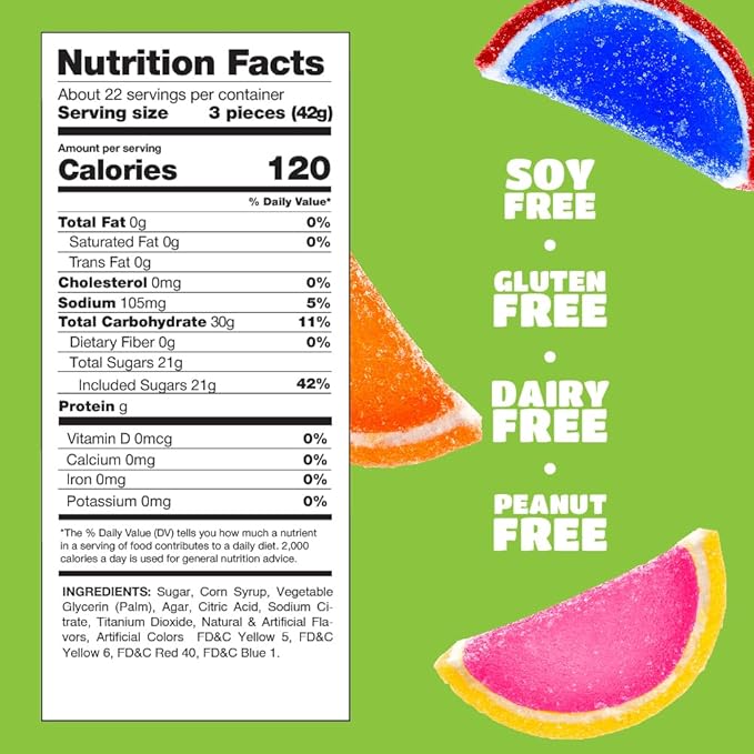 Fruit Slices - 2 Pound Bulk Pack (About 60 Count) - Jelly Candy - Assorted Flavors - Individually Wrapped Treats