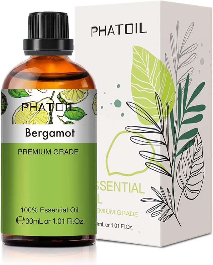 Bergamot Essential Oil 1.01fl.oz/30ml, PHATOIL Bergamot Oils Long Lasting Scents for Aromatherapy, Diffuser, DIY Soap and Candle Making