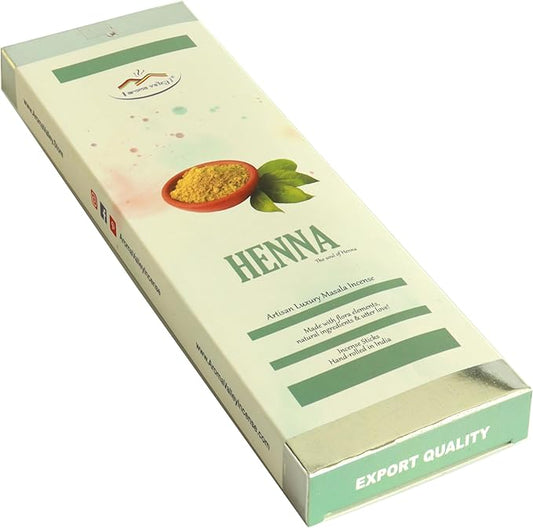 Henna Incense Sticks - Artisan Luxury Masala Incense - Handmade Long-Burning Incense 18+ Sticks