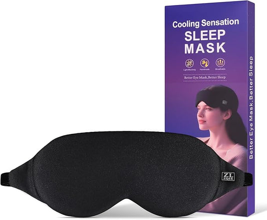 Cool Touch Sleep Mask for Side Sleepers Men & Women&Girl, Eye Mask with Memory Foam Nose Padding, Ultra Soft Blockout Eye Shade Cover, Cotton Sleep Mask for Sleeping, Travel, Nap (Black)