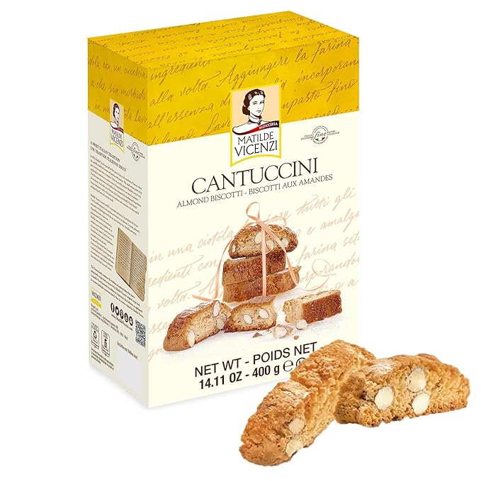 Matilde Vicenzi Classic Italian Biscotti Almond Cookies - Cantuccini Almond Biscuits - Kosher Dairy Traditional Coffee & Tea Biscuits Made in Italy - 14.11 oz (400g)