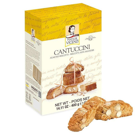 Matilde Vicenzi Classic Italian Biscotti Almond Cookies - Cantuccini Almond Biscuits - Kosher Dairy Traditional Coffee & Tea Biscuits Made in Italy - 14.11 oz (400g)