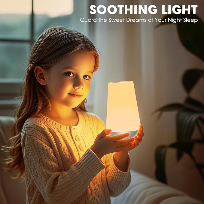 Auxmir Night Light for Kids Baby, 2500mAh13 RGB Colors & 5 Brightness, Portable Rechargeable LED Bedside Lamp for Baby Nursery, Night Lights for Bedroom Living Room Bathroom Hallways, Silver