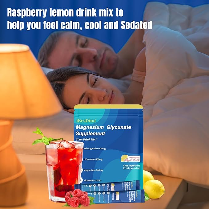 Cortisol Supplements for Women,Calm Drink Mix,Magnesium Glycinate,Ksm-66 Ashwagandha,Vitamin D 3, 20 On The Go Packets,Raspberry Lemonade,Supplements for Relaxation Sleep