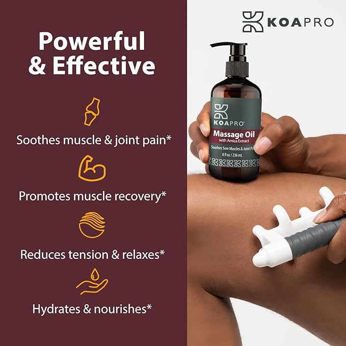 KOAPro Massage Oil for Massage Therapy 2 Pack - Lavender Massaging Oil for Muscle Relaxing, Premium Arnica Massager Oil for Pain Relief, Natural Anti Cellulite Extract for All Skin Types 8 Fl Oz
