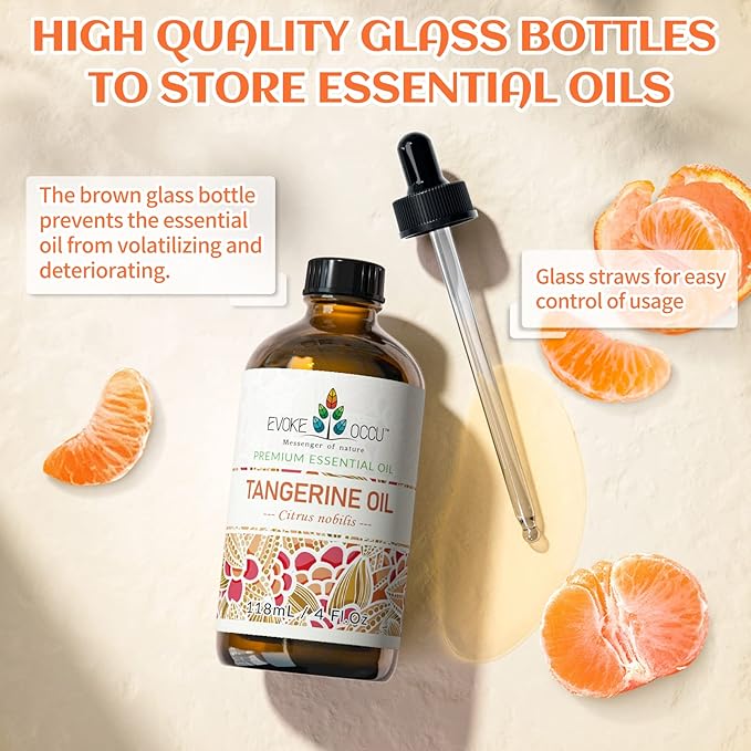 EVOKE OCCU Tangerine Essential Oil for Diffuser Fragrance DIY Candle Soap Making - 4 FL Oz