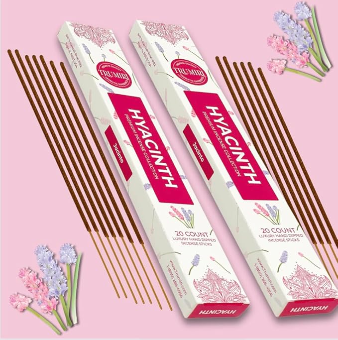 Hyacinth Incense Sticks - Total 120 Insence-Sticks - 6 Packs of 20 Insense - Inciensos - Inscents - Natural Non Toxic Ingredients - Incents - Incence - Inscense - Insents