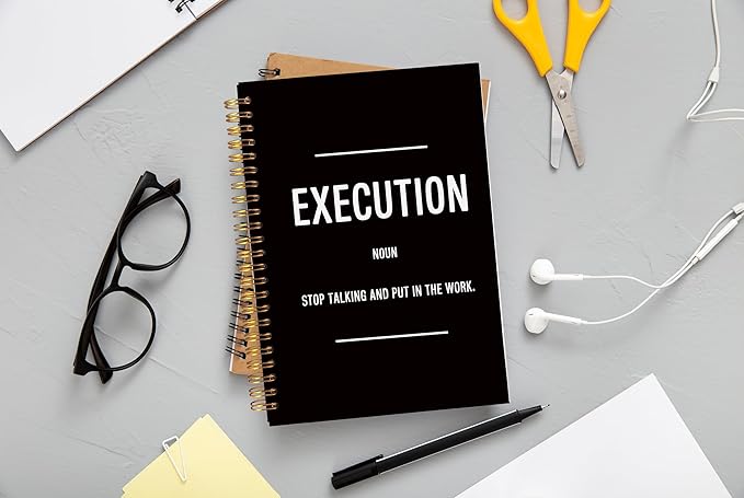 Execution Definition Motivational Notebook Journal, Inspirational Office Gifts for Coworkers Women Men, Inspiring Work Spiral Notebooks 5.5x8.3 Inch