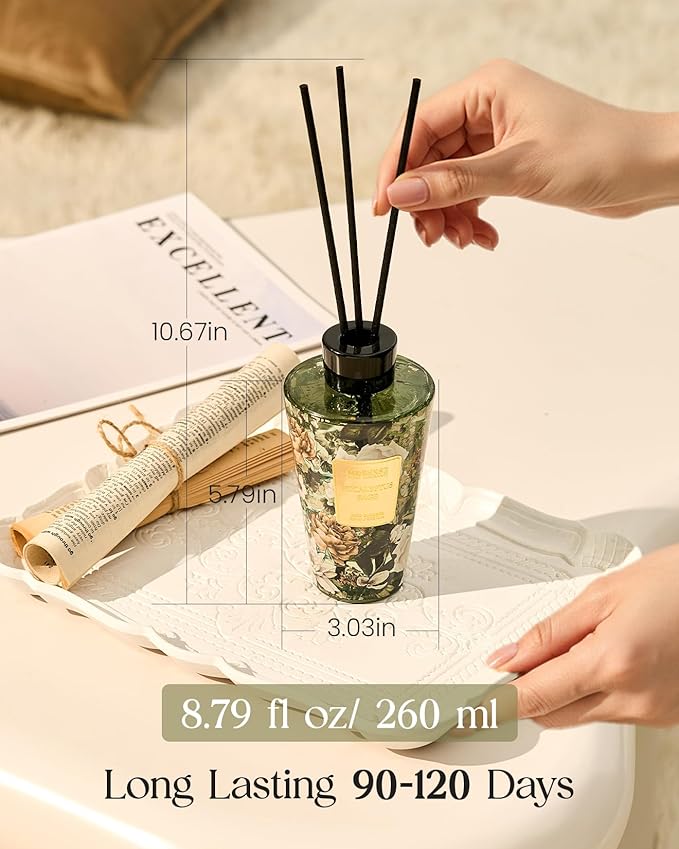 M&SENSE Eucalyptus Sage Reed Diffuser Set - 8.79fl oz Home Fragrance Non-Toxic Natural Essential Oil Diffuser with Sticks, Air Freshner Gifts for Home Fragrance Decor