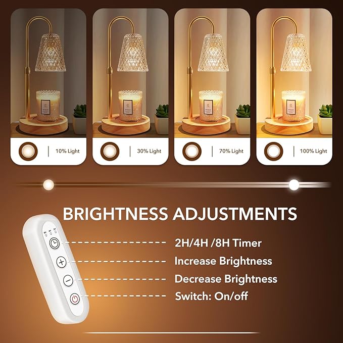 Candle Warmer Lamp with Timer, Stocking Stuffers for Women, Mom Gifts for Women Mom Christmas, Adjustable Height Candle Warmer, Dimmable, Home Decor, Wax Warmer Lamp for Jar Candles with 2 Bulbs