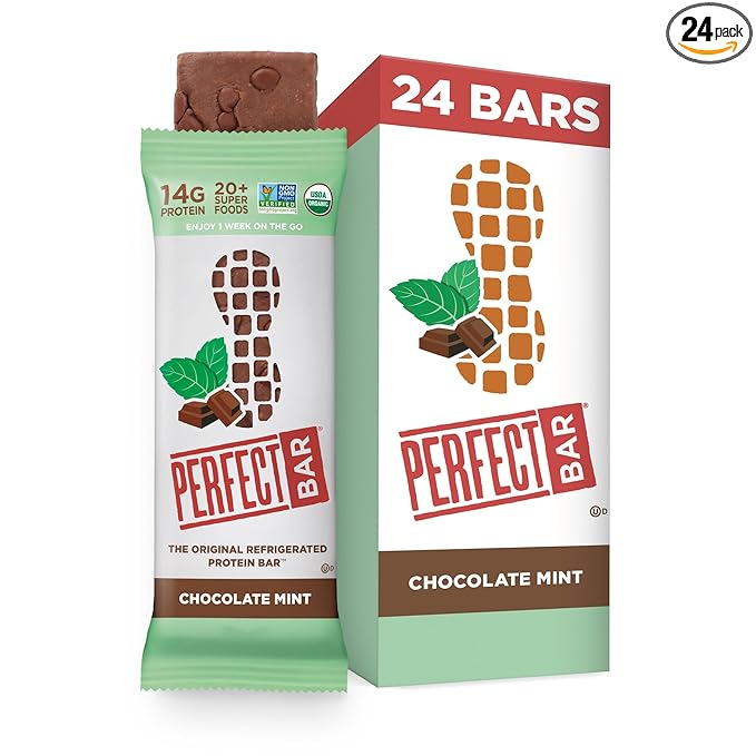 Perfect Bar, Chocolate Mint Protein Bar, High Protein, Organic, Gluten Free, Soy Free, Non GMO, No Sugar Alcohols, 2.3 Ounce Bar, 24 Count