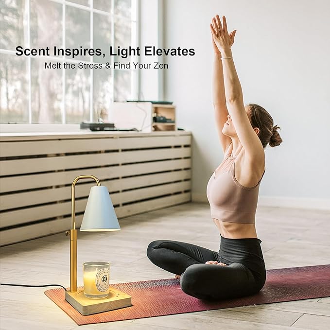 Candle Warmer Lamp with Timer Electric Wax Warmer for Scented Wax Melt Warmer Melter for Jar Candles Touch and Remote Control Dimmable Adjustable Height Gifts for Women 2 Bulbs,White Metal