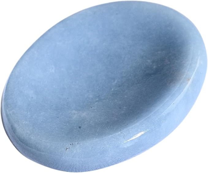 Angelite Worry Stones – Crystal Thumb Worry Stone for Anguish, Stress – Relaxing & Soothing Balance Stones for Meditation, Stress Relief – Healing Stones & Crystals for Men, Women