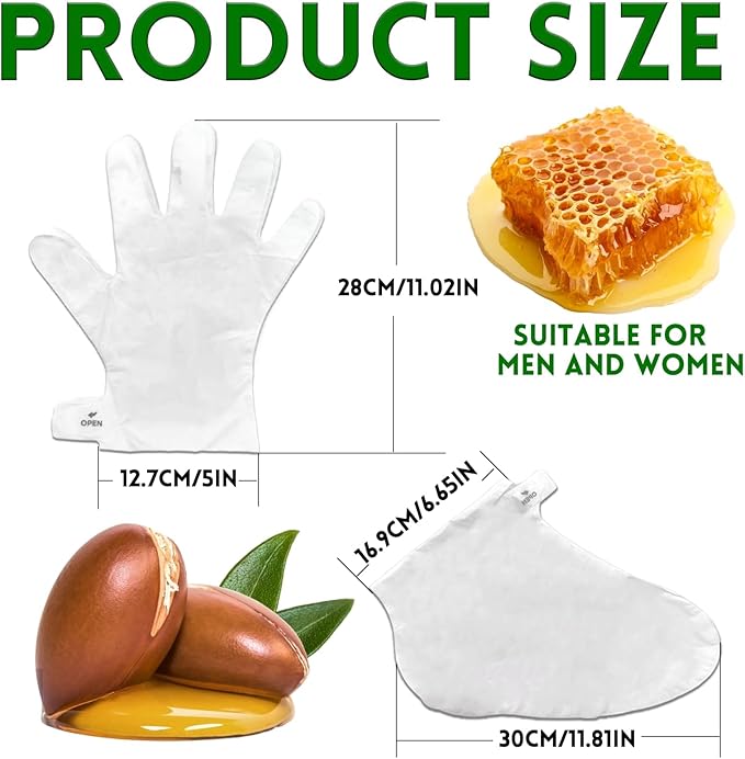 Elitzia Hand Foot Mask Hydrating 5 Packs Argan Oil Gloves 5 Packs Honey Almond Socks Masks Nourishing Moisturizing Repairing Spa Multipack Masks Women Dry Cracked Skin Care ETAHM