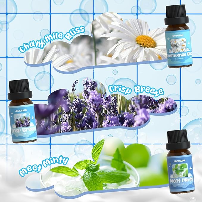 Laundry Collection Essential Oil Set, ARVIDSSON Natural Clean Fragrance Oil for Diffuser, Aromatherapy Oil Gift Set Includes Fresh Linen, Citrus Clean, Chamomile Bliss, Crisp Breeze, Minty