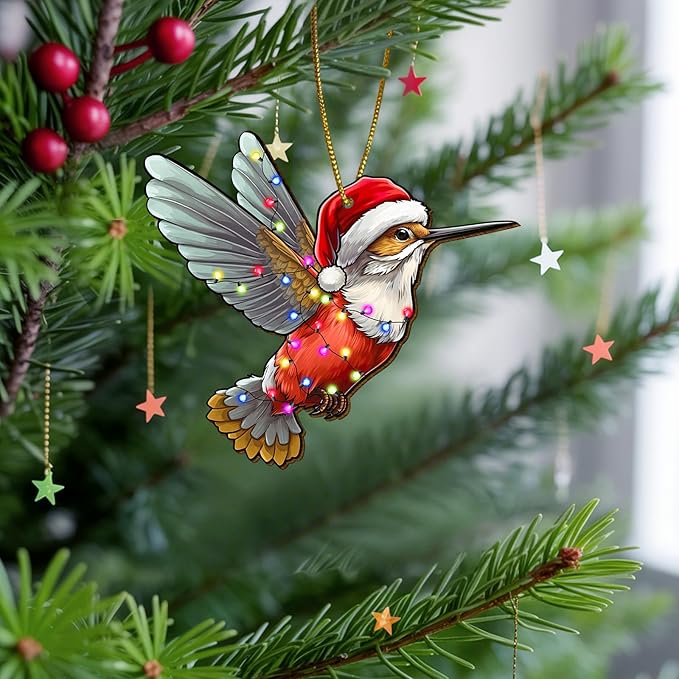 2 Side Printed Hummingbird Wooden Christmas Ornaments 2025, Keepsake for Women, Men and Friends, Bird Christmas Tree Ornaments, Animal Christmas Tree Decorations