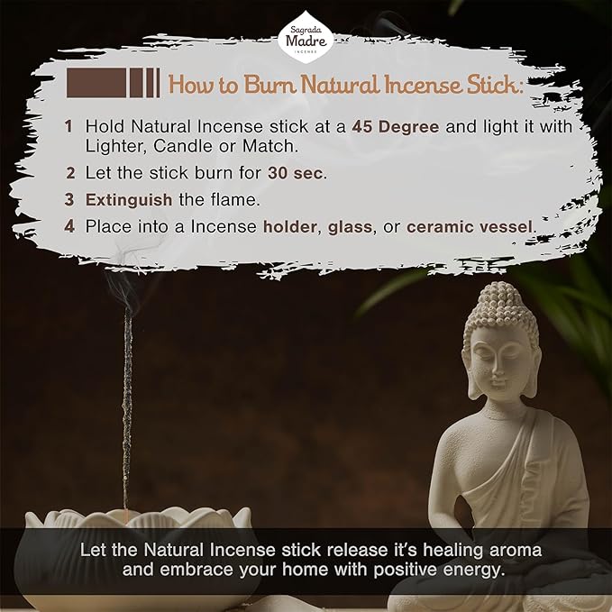 8 pcs Wildly Harvested Thick - Natural Frankincense Incense Sticks, 9” - Eco Friendly, Aromatic Non Toxic Incense Sticks (1hr Burning Time) to Heal & Purify Your Body and Surroundings