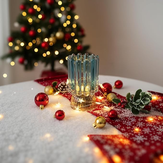 Battery Operated Lamp with Auto-Off Timer, Cordless Table Night Light for Bedroom & Entryway, Portable LED Lamp for Home, Outdoor, Camping No Battery Included (Wine Glass Design-Smoke Blue)