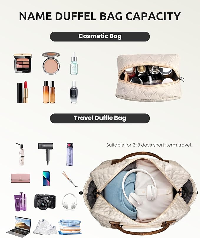 Gifts for Girls-Initial Duffle Bag with Shoe Compartment, Personalized Weekender Bag, Monogram Overnight Letter Travel Bag with Makeup Pouch, Tween Girls Trendy Stuff Gift (Letter B)