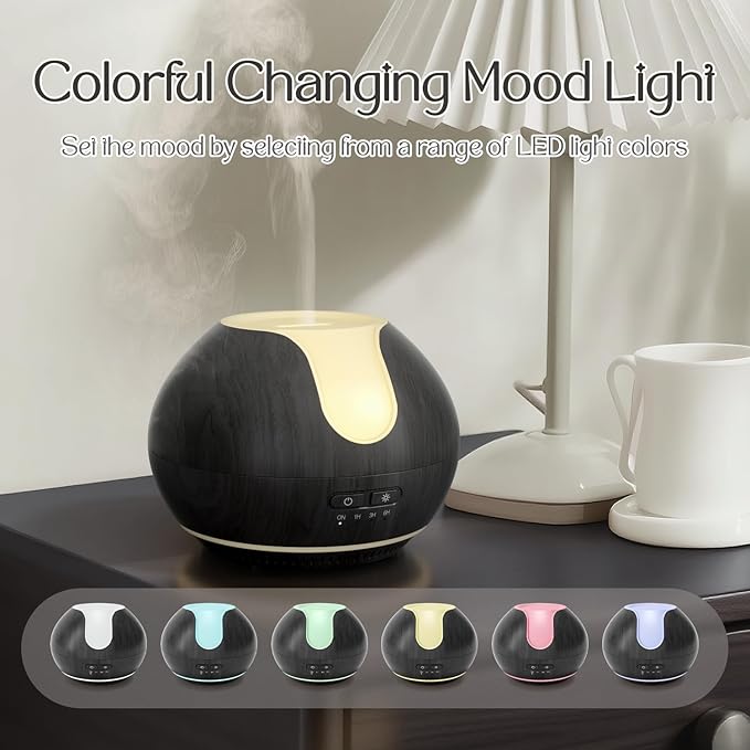 ARVIDSSON Essential Oil Diffuser, 200ml Aromatherapy Diffuser with Mood Light, Oil Diffusers for Home, Ultrasonic Diffuser for Essential Oils, Gift for Women - Dark Wood