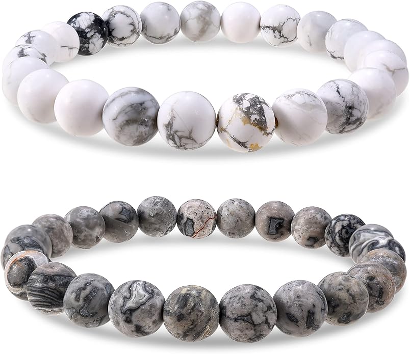 Bivei Natural Gemstone Semi Precious Healing Crystals Handmade Stretchy Round Beads Bracelet, Enhance Positive Energy