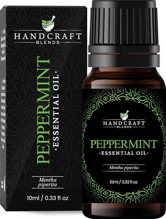 Handcraft Blends Peppermint Essential Oil – 0.33 Fl Oz – 100% Pure and Natural – Premium Grade Essential Oil for Diffuser and Aromatherapy, Skin, Massage, Candle and Soap Making Fragrance