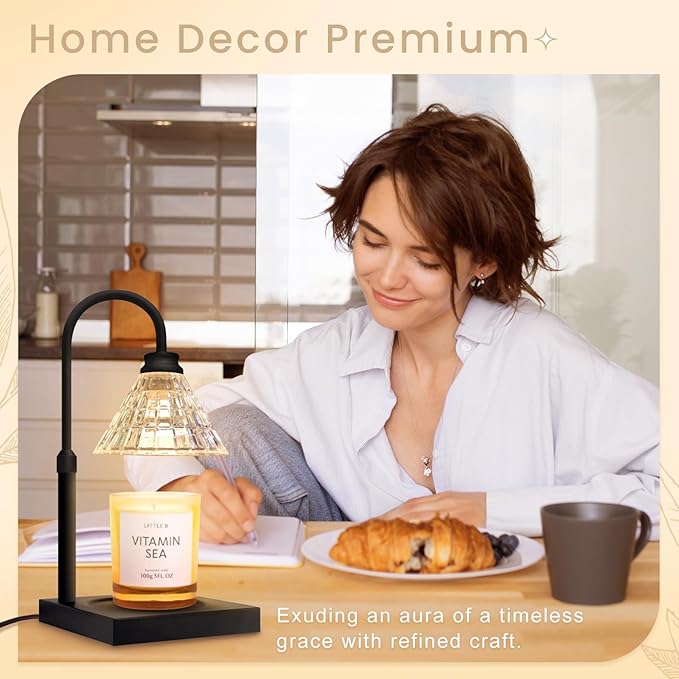 Candle Warmer Lamp with Dimmer, 2H/4H/8H Timer, Compatible with Yankee Candle Large Jar Candle, Home Decor Gift for her, Birthday Gift for mom, Home Scented Jar Candles Heater (Black)