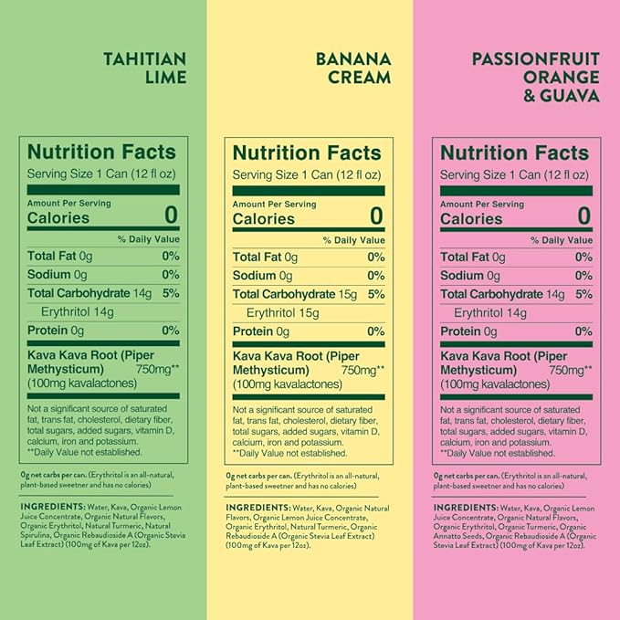 Melo Sparkling Kava Drink, Variety Pack, Sugar Free Non Alcoholic Drinks with Zero Calories, Gluten Free, Vegan, 100% Natural Mocktail with 750mg Kava Root per Drink, 12 Pack, 12 oz Cans