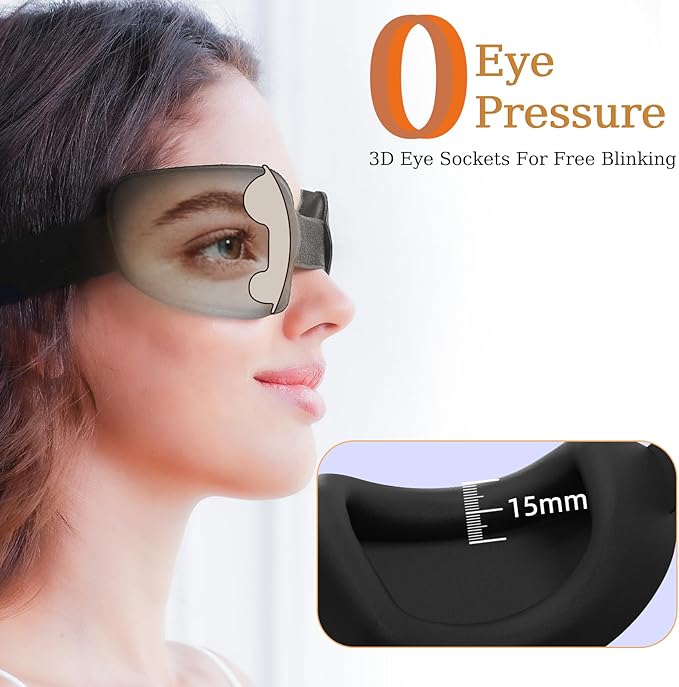 3D Sleep Mask for Side Sleeper Women Men, Eye Mask for Dry Eyes with Adjustable Eye Socket, Sleeping Mask with Cpap 100% Light Blocking for Travel