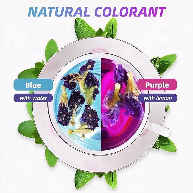 EILIN YHT Butterfly Pea Flower Tea Bags Organic Dried Flowers Natural Blue Tea 50 Counts