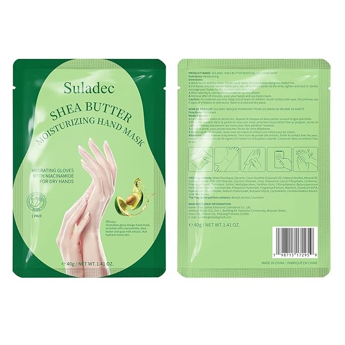 SULADEC Moisturizing Hand Mask with Shea Butter and Goat Milk, Hydrating Hand Masks for Dry Cracked Hands, Dry Skin Moisturizer for Soft and Smooth Touch Hands - Men Women - 5 Pairs