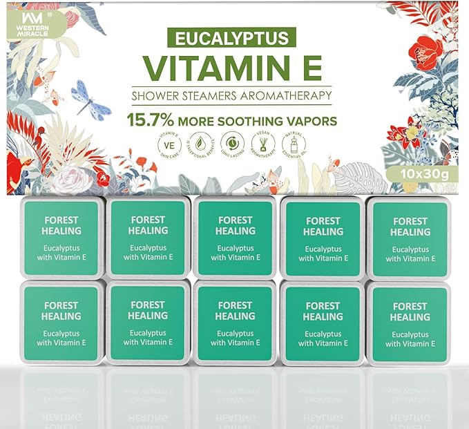 Shower Steamers Aromatherapy - 10 Pack Shower Bombs Birthday Gifts for Women, Men, Mom, Organic with Eucalyptus, Eucalyptus for Shower, Nasal Relief, Stress Relief, Spa Gifts for Women