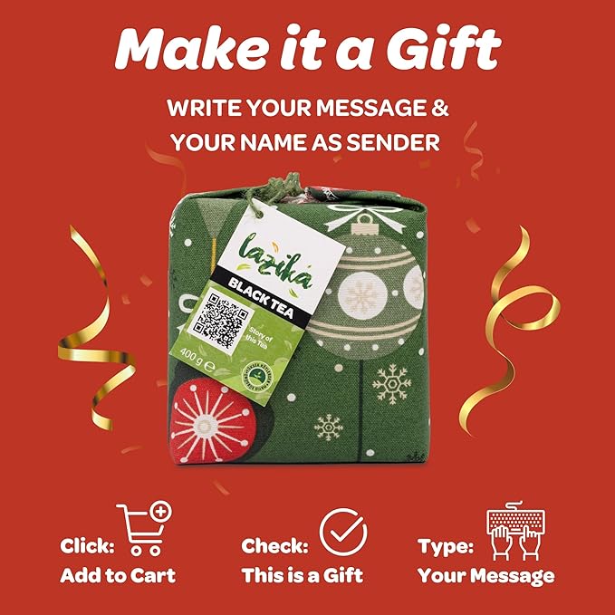 Lazika Black Loose Leaf Tea, 14.1 Oz, Breakfast Tea with Petite Fabric Gift Pack, Early Harvest, Handcrafted