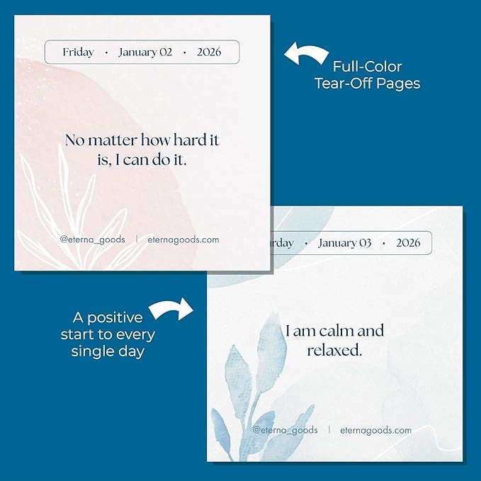 2026 Positive Affirmations Daily Desktop Calendar | 365 Days Of Affirmations To Motivate, Inspire, and Calm. Positive Self Care Daily Ritual To Nourish The Soul. Daily Rip Off Calendar To Encourage Positivity